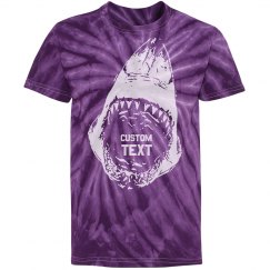 Custom Text Shark Bite Youth Tie-Dye T-Shirt