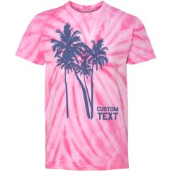 Custom Text Palm Trees Youth Tie-Dye T-Shirt