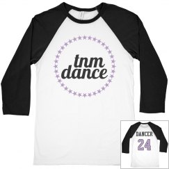 3/4 Sleeved TNM Dancer Baseball Tee - BK/WH/LAV