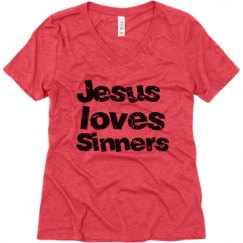 Ladies Relaxed Fit Super Soft Triblend V-Neck Tee