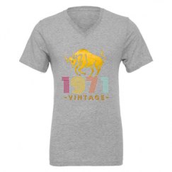 Unisex CVC Jersey V-Neck T-Shirt
