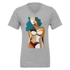 Unisex CVC Jersey V-Neck T-Shirt