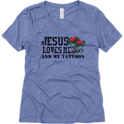 Ladies Relaxed Fit Super Soft Triblend V-Neck Tee