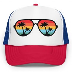 Rainbow Sunglasses Vacation Trucker Hat