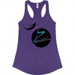 Purple Next Level Slim Fit Razor Back Tank with Logo
