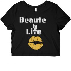 Beaute Is Life Crop-Coral/Yellow