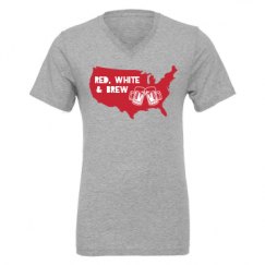 Unisex CVC Jersey V-Neck T-Shirt