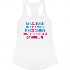 SWIM BIKE RUN BRAG (Aqua/HotPink) 