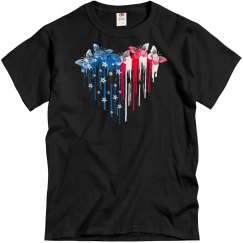 Butterfly Dripping Heart American Flag Butterfly Drippi