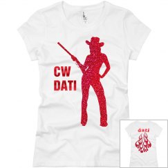 CW DATI RED GLITTER GRAPHIC SLIMFIT