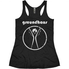 Groundhaus women's tri-blend distressed tank, no back