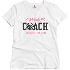 Pom Pom Custom Text Cheer Coach T-Shirt