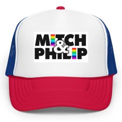 Mitch & Philip Neon Pink Rainbow Logo Hat