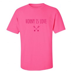 Pink "Horny is Love" t-shirt