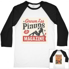 Grown Ass Pinups Magazine Unisex 3/4 Sleeve Raglan Tee