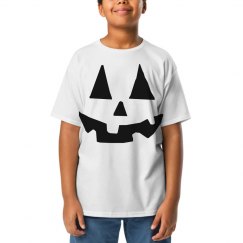 Halloween Jack O Lantern face kids pink t shirt. 