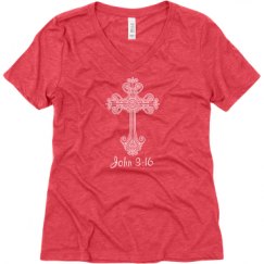 Ladies Relaxed Fit Super Soft Triblend V-Neck Tee
