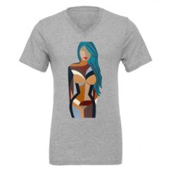 Unisex CVC Jersey V-Neck T-Shirt