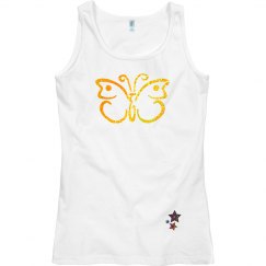 Gold glitter butterfly star tank top