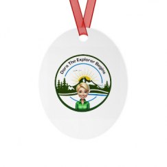 Metal Oval Christmas Ornament