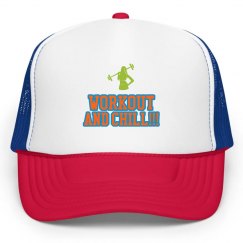 Workout and Chill Cap-Aqua/Lime/Orange