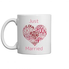 just married heart mug