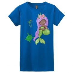 Cute Mermaid with Flowers in Hair