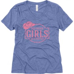Ladies Relaxed Fit Super Soft Triblend V-Neck Tee