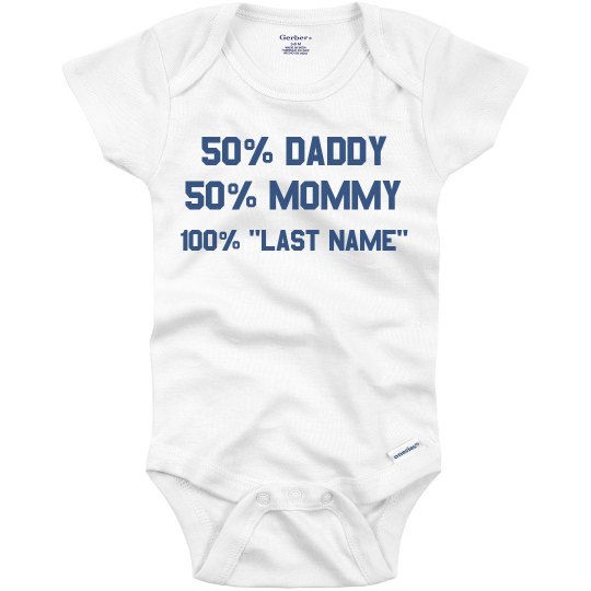 50/% MUMMY 50/% DADDY 100/% PERFECT BIB OR ANY NAMES NEW BABY GIFT BOY OR GIRL GIFT