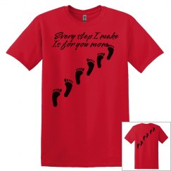 Cyber pink tee w/footprints graphic 