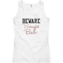 BEWARE Boujie Babe Opal Rose Text Tank