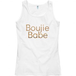 Boujie Babe Metallic Gold Text Tank Top
