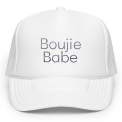 Boujie Babe Silver Metallic Text Trucker Cap