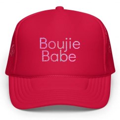 Boujie Babe Pink Glitter Text Trucker Cap