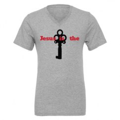 Unisex CVC Jersey V-Neck T-Shirt