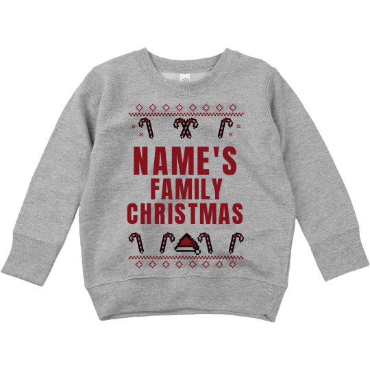 Custom Toddler Custom Name Family Christmas Sweater - Toddler Crewneck Sweatshirt | Personalized Heather Grey Sweatshirts from Customized Girl