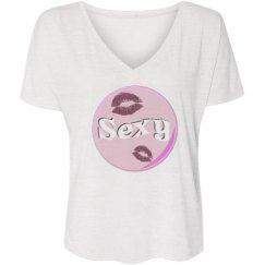 Ladies Flowy Slouchy V-Neck Tee