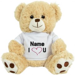 Doodle Heart Custom Name Love Teddy Bear