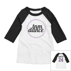 Youth 3/4 Sleeved TNM Dancer Baseball Tee - BK/WH/LAV