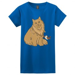 Long Haired Cat with Bird