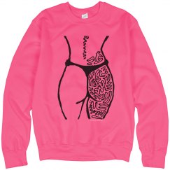 Booty in Black Caulk on Sweatshirt NEONS