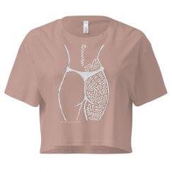 Booty Tri-Blend in white Caulk on Crop Top