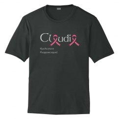 Mens asphalt grey crew neck tee, Claudia, #supportsquad