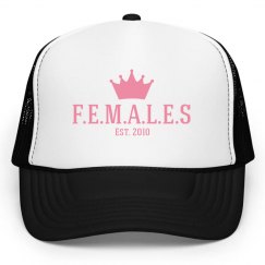 Females trucker hat black and white trim