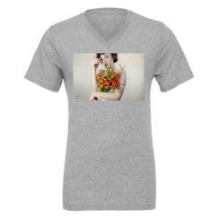 Unisex CVC Jersey V-Neck T-Shirt