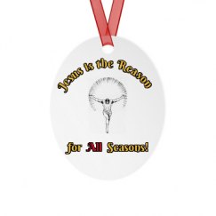 Metal Oval Christmas Ornament