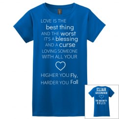 HIGHER YOU FLY, HARDER YOU FALL blue T-shirt