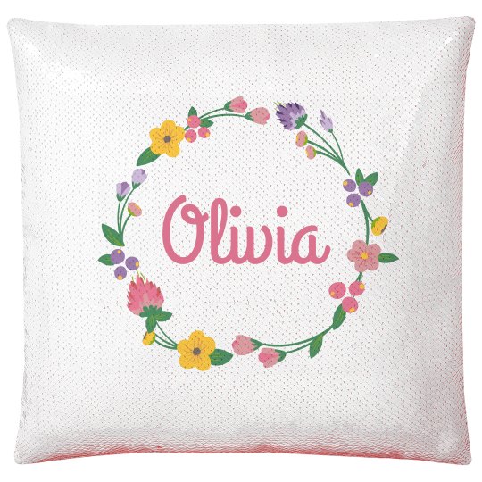 flip sequin initial pillow