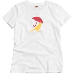 Yellow Canary Red Umbrella Lucy LaRue Fitted Tee Shirt