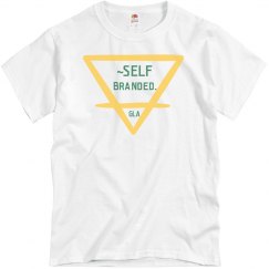 Self Branded Tee White  Yellow Green